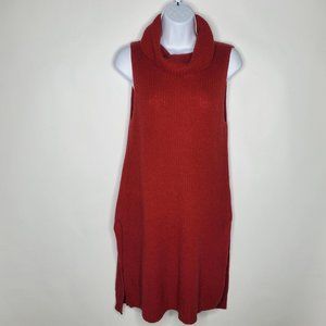 Eileen Fisher Womens Yak Wool Cowl Neck Sweater Size XS Maroon Sleeveless Slits
